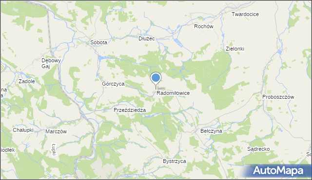 mapa Radomiłowice, Radomiłowice na mapie Targeo